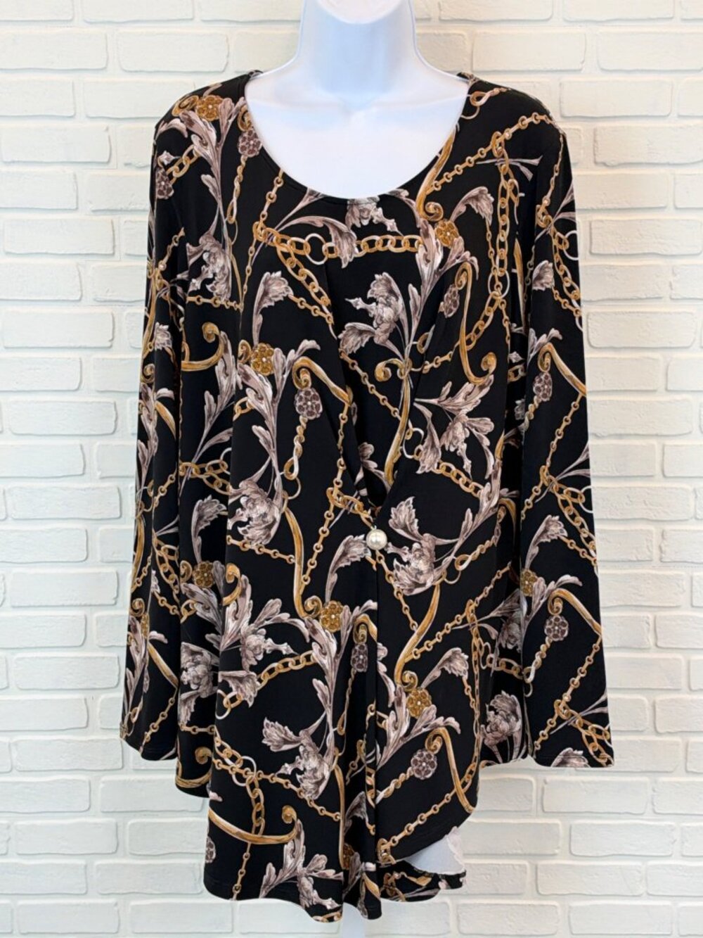 Joseph Ribkoff Tunic Chain Print Swing Top Black Multi 14